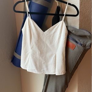 Zara White Linen Peplum Flared Tank